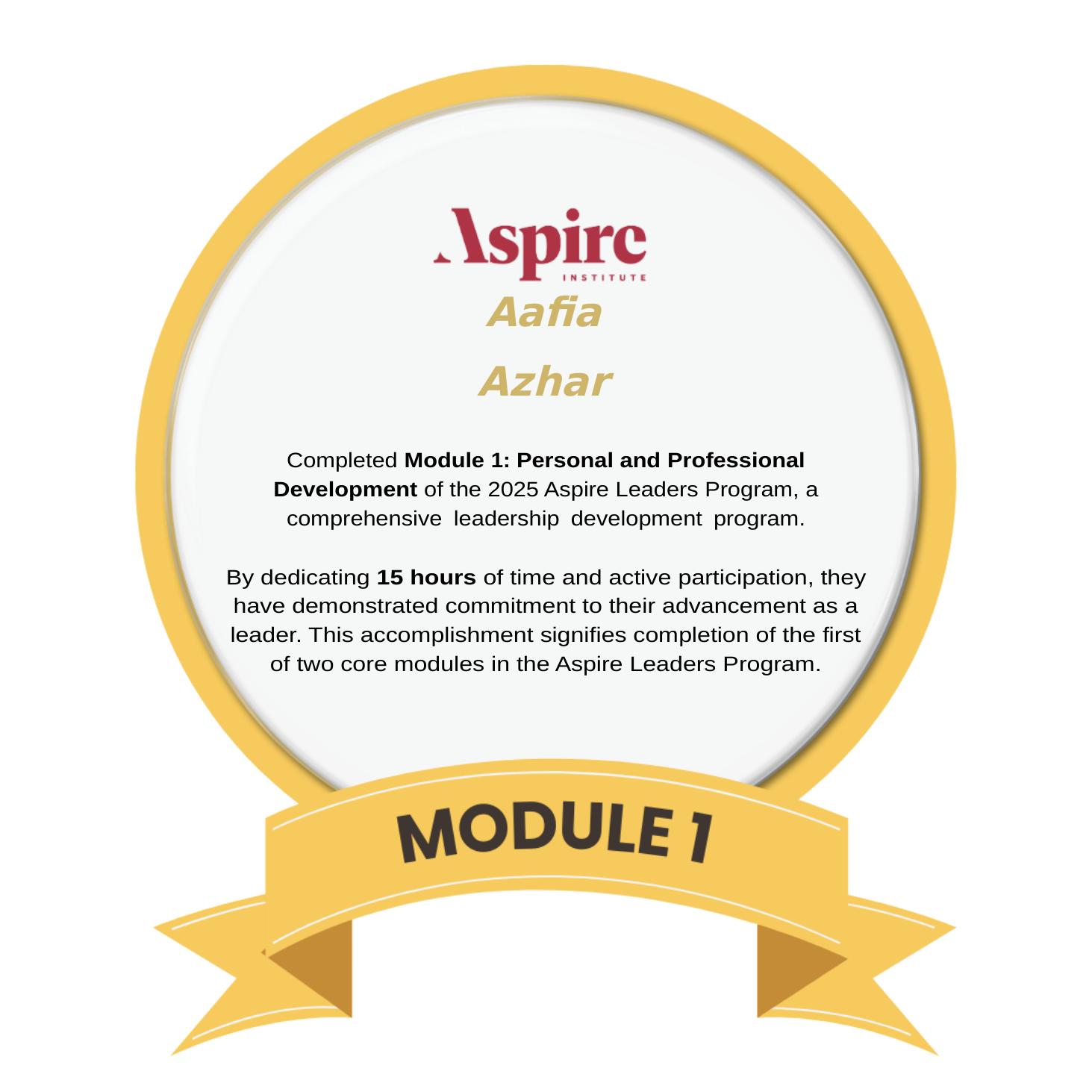 Aspire Leaders Program Module 1 badge