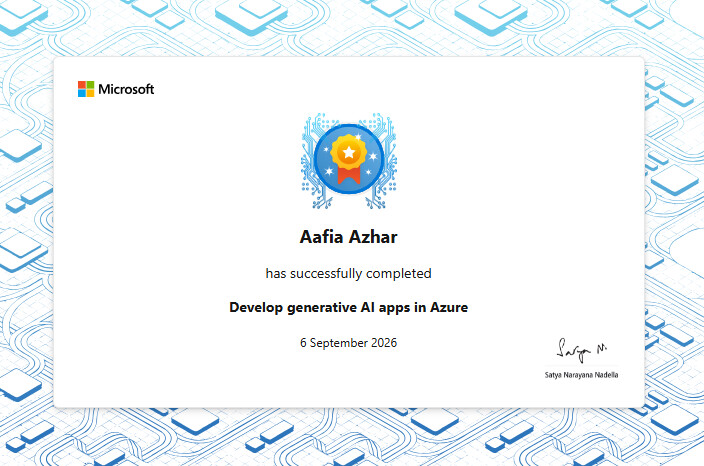 Microsoft Develop Generative AI Apps in Azure certificate