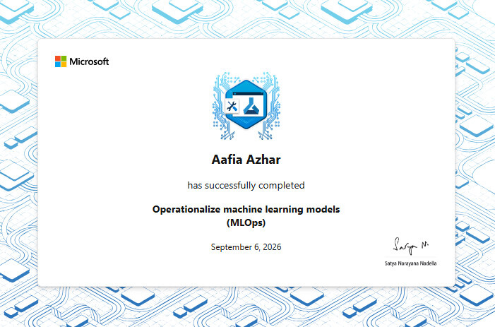Microsoft Operationalize Machine Learning Models MLOps certificate